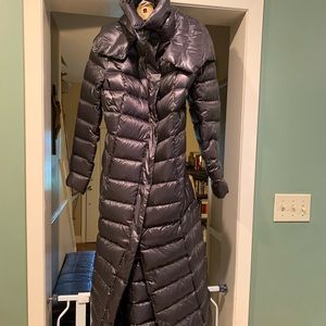 Graphite Full Length Puffer Coat with Hood